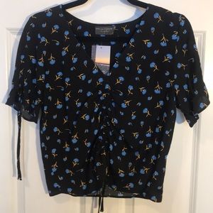 Black floral blouse